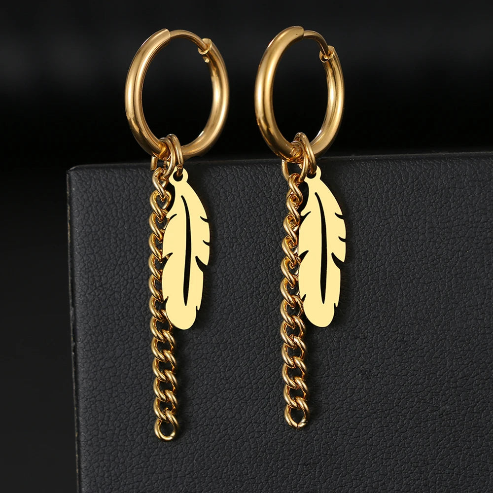 LONE FEATHER DROP EARRINGS