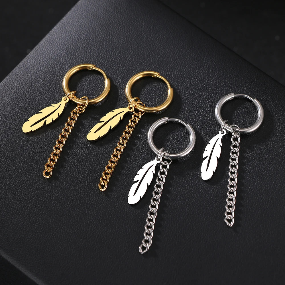 LONE FEATHER DROP EARRINGS
