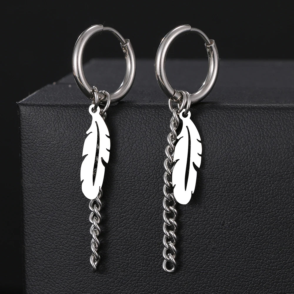 LONE FEATHER DROP EARRINGS