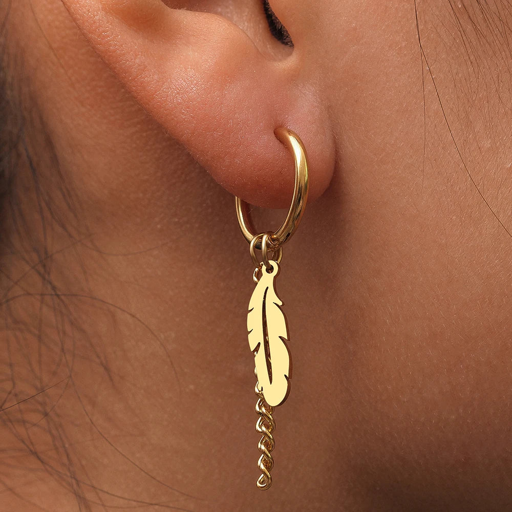 LONE FEATHER DROP EARRINGS
