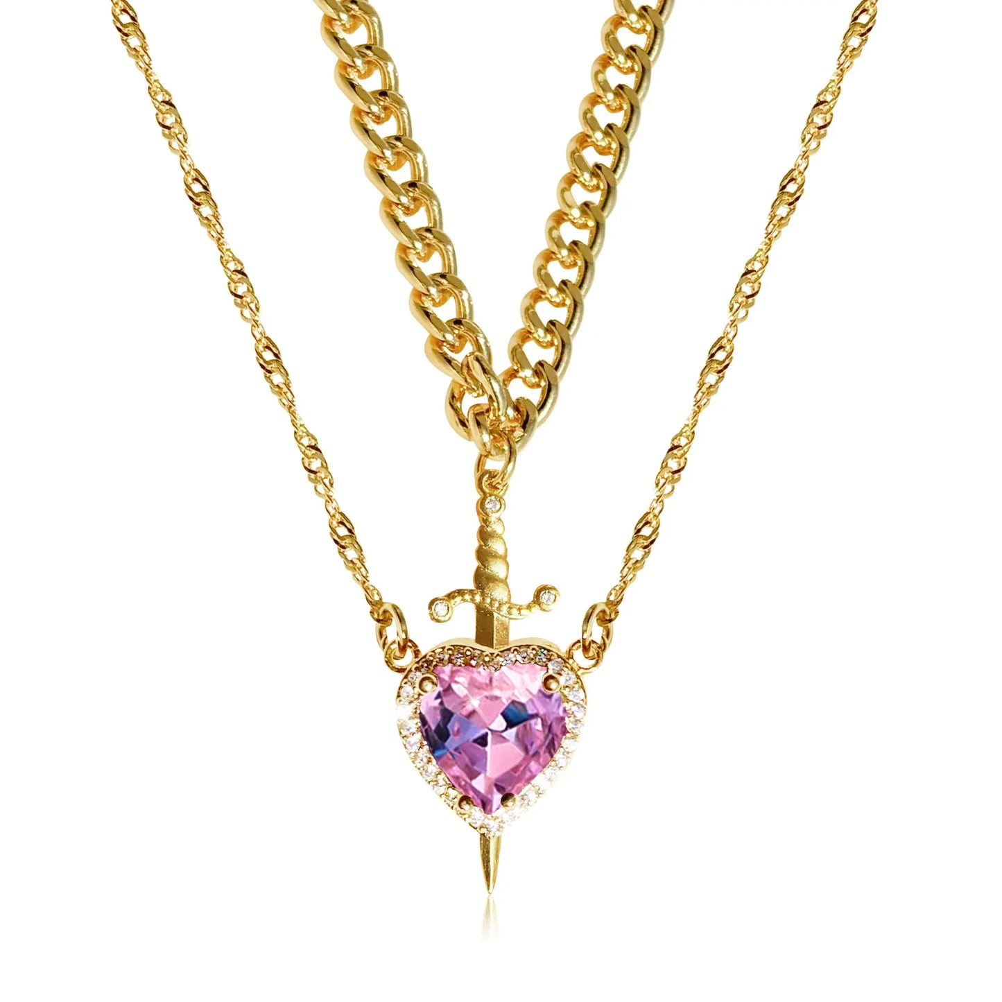 COEUR ET EPEE 2 PIECE NECKLACE