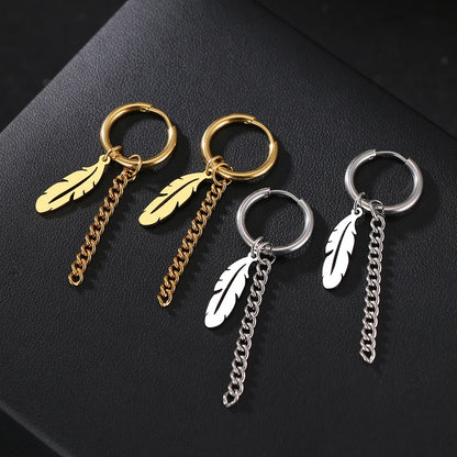LONE FEATHER DROP EARRINGS