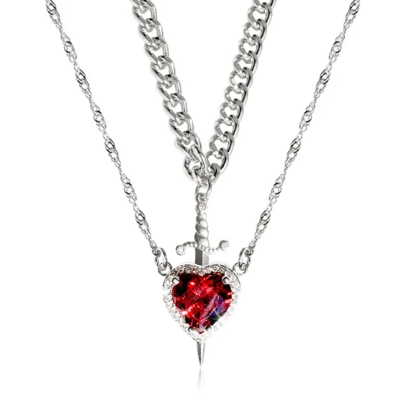 COEUR ET EPEE 2 PIECE NECKLACE