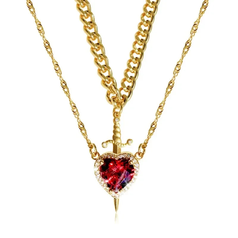 COEUR ET EPEE 2 PIECE NECKLACE