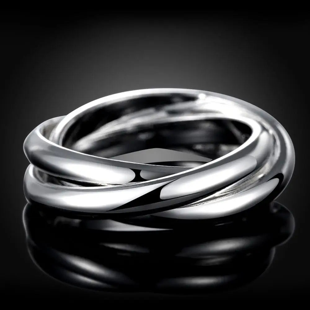 INTERTWINED TRINITY SILVER RING
