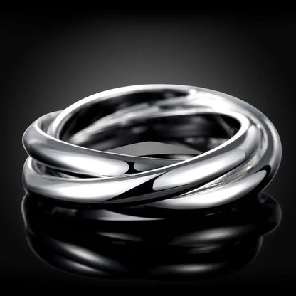 INTERTWINED TRINITY SILVER RING