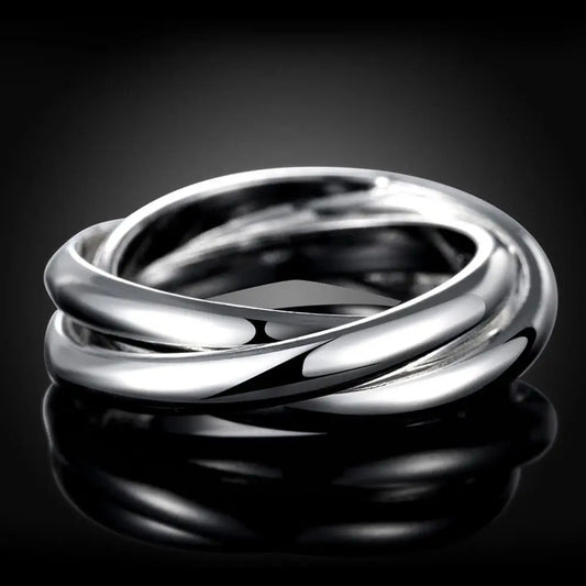 INTERTWINED TRINITY SILVER RING