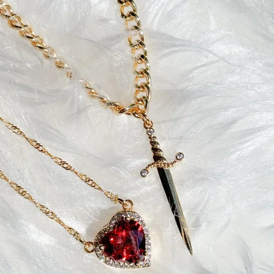 COEUR ET EPEE 2 PIECE NECKLACE