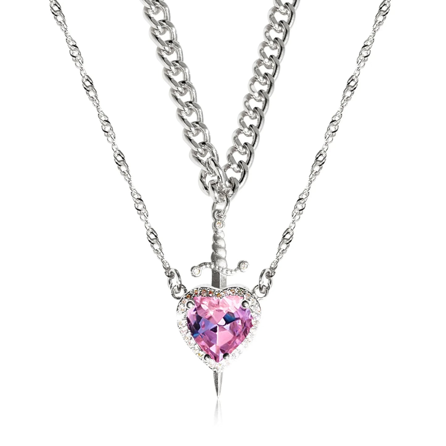 COEUR ET EPEE 2 PIECE NECKLACE